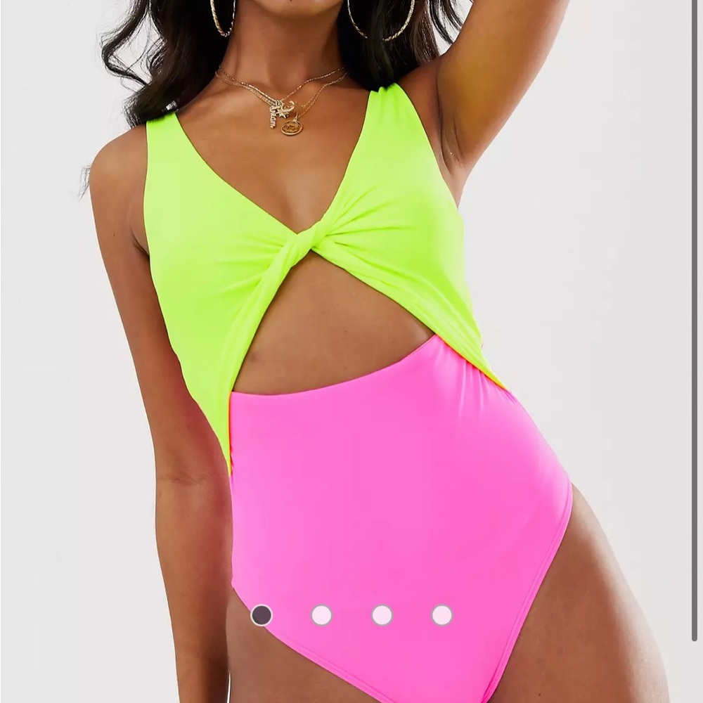 Asos Twist Front Color Block One Piece - image 1